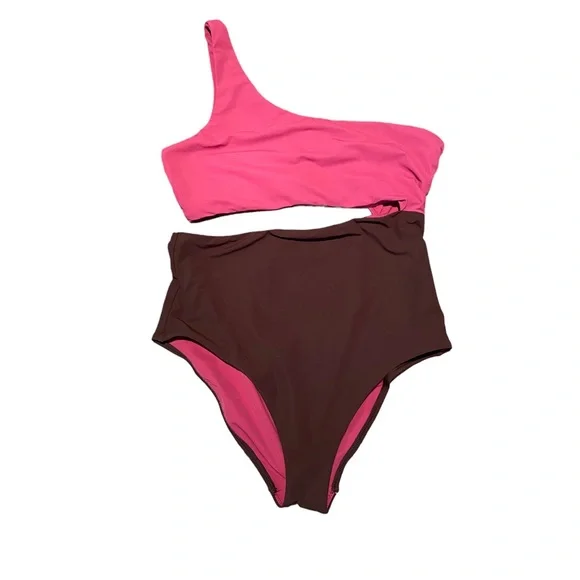Anthropologie Jets Australia Versa One Shoulder Color Block Cutouts Swimsuit 12 - Picture 5 of 8